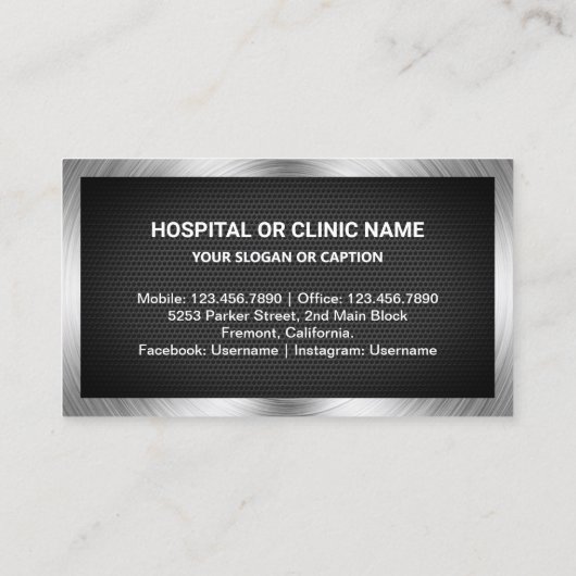 Black Mesh Steel Tand Tandheelkundige kliniek Tand Visitekaartje (Achterkant)