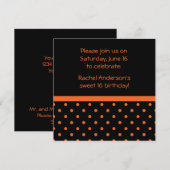 Black met Oranje poka Dots Party Invite Kaart (Voorkant / Achterkant)