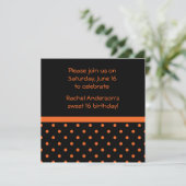 Black met Oranje poka Dots Party Invite Kaart (Staand voorkant)