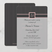 Black met Pink Pinstripes Party Invitation Kaart (Voorkant / Achterkant)