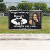 Black met White Accents Vinyl Afstuderen Foto Spandoek (Insitu)