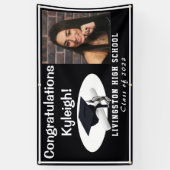 Black met White Accents Vinyl Afstuderen Foto Spandoek (Verticaal)