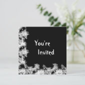 Black met White Frosted Edges Invitation Kaart (Staand voorkant)