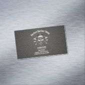 Black Metal Beard Modern Elegant Barber Salon Magnetisch Visitekaartje (Voorbeeld)