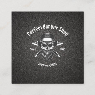 Black Metal Beard Modern Elegant Barber Salon Vierkante Visitekaartje