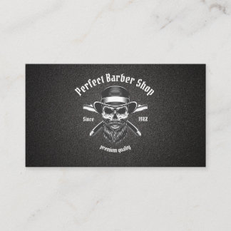 Black Metal Beard Modern Elegant Barber Salon Visitekaartje