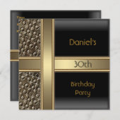 Black Metal Bronze 30th Birthday Party Mannen Kaart (Voorkant / Achterkant)