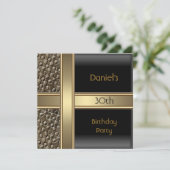 Black Metal Bronze 30th Birthday Party Mannen Kaart (Staand voorkant)