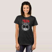 Black Metal Cat Corpse Paint Meow Metalhead Muziek T-shirt (Voorkant volledig)