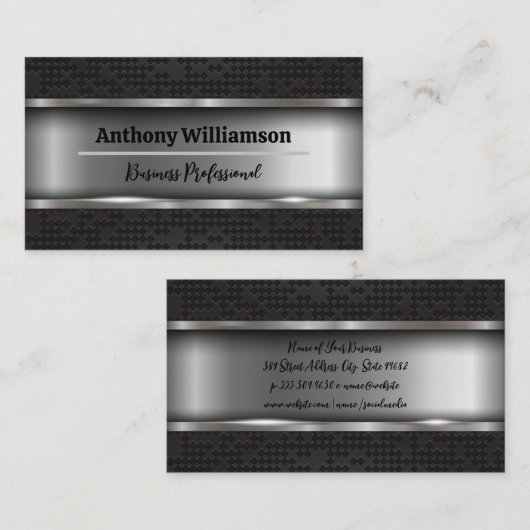 Black Metal Diamond Pattern Visitekaartje (Voorkant / Achterkant)