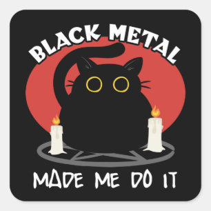 Black Metal Funny Quote   Zwarte satanische kat Vierkante Sticker