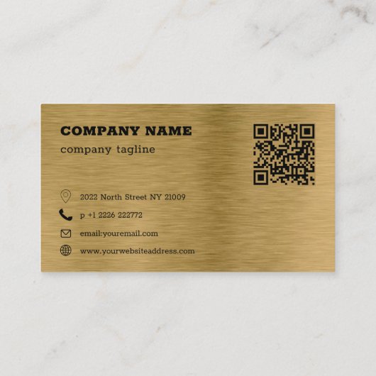 Black Metal Gold Background QR Code Visitekaartje (Achterkant)
