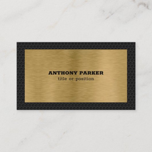 Black Metal Gold Background QR Code Visitekaartje (Voorkant)