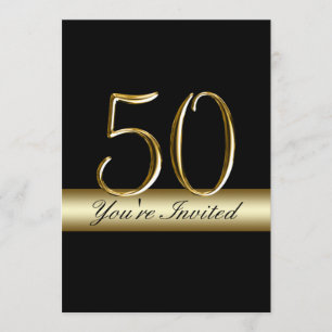Black Metal Gold Print 50e verjaardag Uitnodiginge Kaart