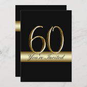 Black Metal Gold Print 60e verjaardag Uitnodiginge Kaart (Voorkant / Achterkant)