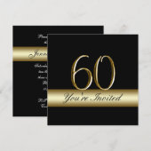Black Metal Gold Print 60e verjaardag Uitnodiginge Kaart (Voorkant / Achterkant)