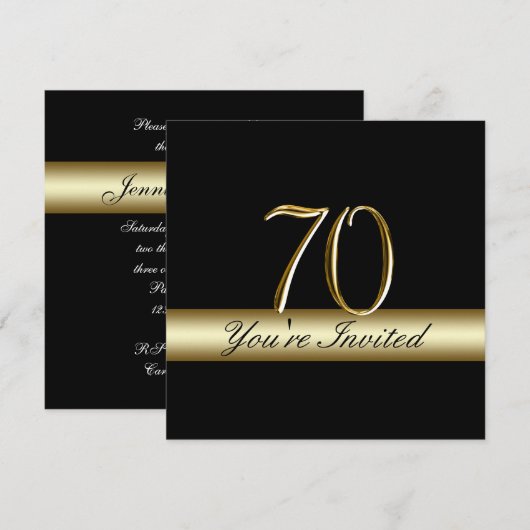 Black Metal Gold Print 70e verjaardag Kaart (Voorkant / Achterkant)