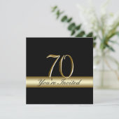 Black Metal Gold Print 70e verjaardag Kaart (Staand voorkant)