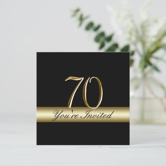 Black Metal Gold Print 70e verjaardag Kaart (Staand voorkant)