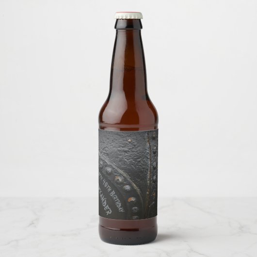 Black metal industrial-style man's partij bier etiket (Voorkant)