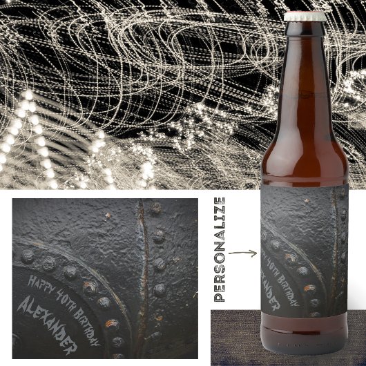 Black metal industrial-style man's partij bier etiket