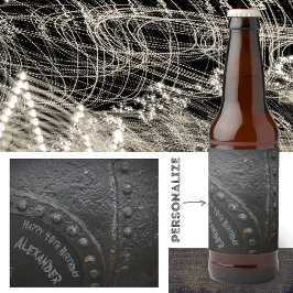 Black metal industrial-style man's partij bier etiket