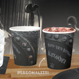 Black metal industrial-style man's partij papieren bekers