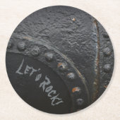 Black metal industrial-style man's partij ronde kartonnen onderzetter (Voorkant)