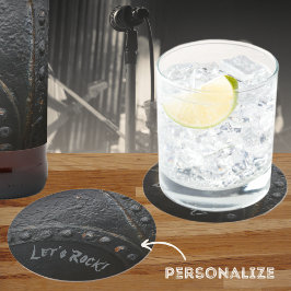 Black metal industrial-style man's partij ronde kartonnen onderzetter