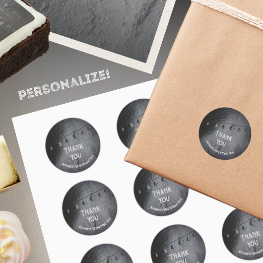 Black metal industrial-style man's partij ronde sticker