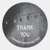 Black metal industrial-style man's partij ronde sticker (Voorkant)