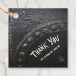 Black metal loft-stijl man's party bedankjes labels