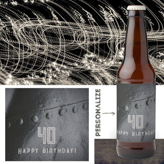 Black metal loft-stijl man's party bier etiket