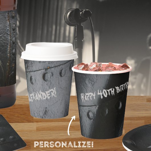 Black metal loft-stijl man's party papieren bekers