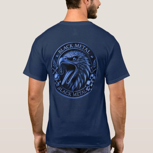Black-Metal Medaille - 3 Totenschädel mit Adler T-shirt (Achterkant)
