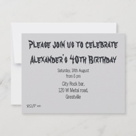 Black metal minimalistische man partij kaart (Achterkant)