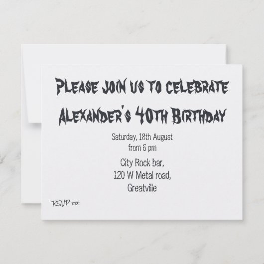 Black metal minimalistische man partij kaart (Achterkant)