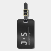 Black Metal Modern Eenvoudige persoonlijke naam Bagagelabel (Voorkant verticaal)