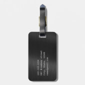 Black Metal Modern Eenvoudige persoonlijke naam Bagagelabel (Achterkant verticaal)