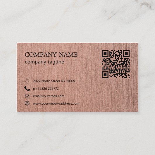 Black Metal Roos Gold Background QR Code Visitekaartje (Achterkant)