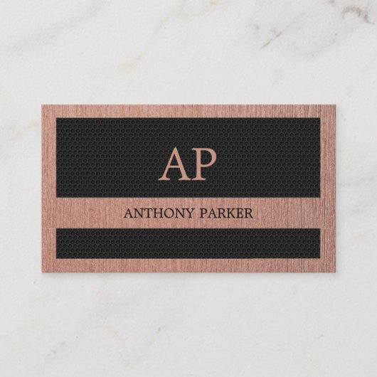 Black Metal Roos Gold Background QR Code Visitekaartje (Voorkant)