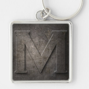 Black Metal Rustic M Monogram Sleutelhanger