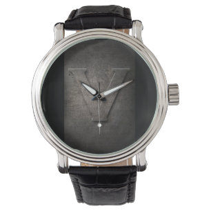 Black Metal Rustic V Monogram Watch Horloge