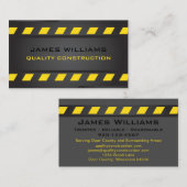 Black Metal Yellow Stripe Construction Visitekaartje (Voorkant / Achterkant)