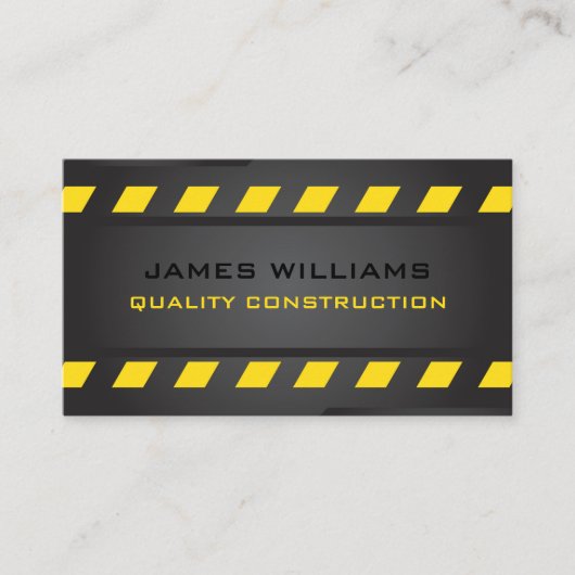 Black Metal Yellow Stripe Construction Visitekaartje (Voorkant)