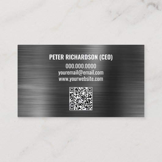 Black Metallic Construction Company Sjabloon Visitekaartje (Achterkant)