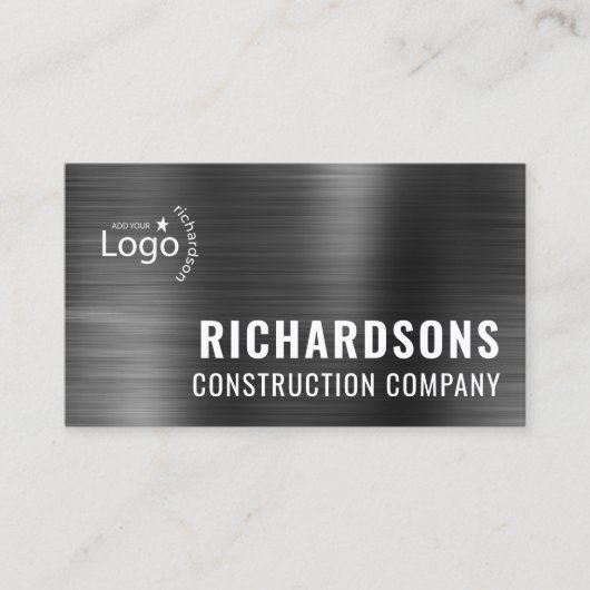 Black Metallic Construction Company Sjabloon Visitekaartje (Voorkant)