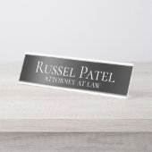 Black Metallic Contrast Lawyer Attorney Bureau Naambordje (Voorkant)