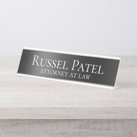 Black Metallic Contrast Lawyer Attorney Bureau Naambordje (Voorkant)