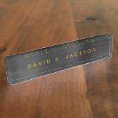 Black Metallic Corporate Custom Professional Naambordje (Zijkant)